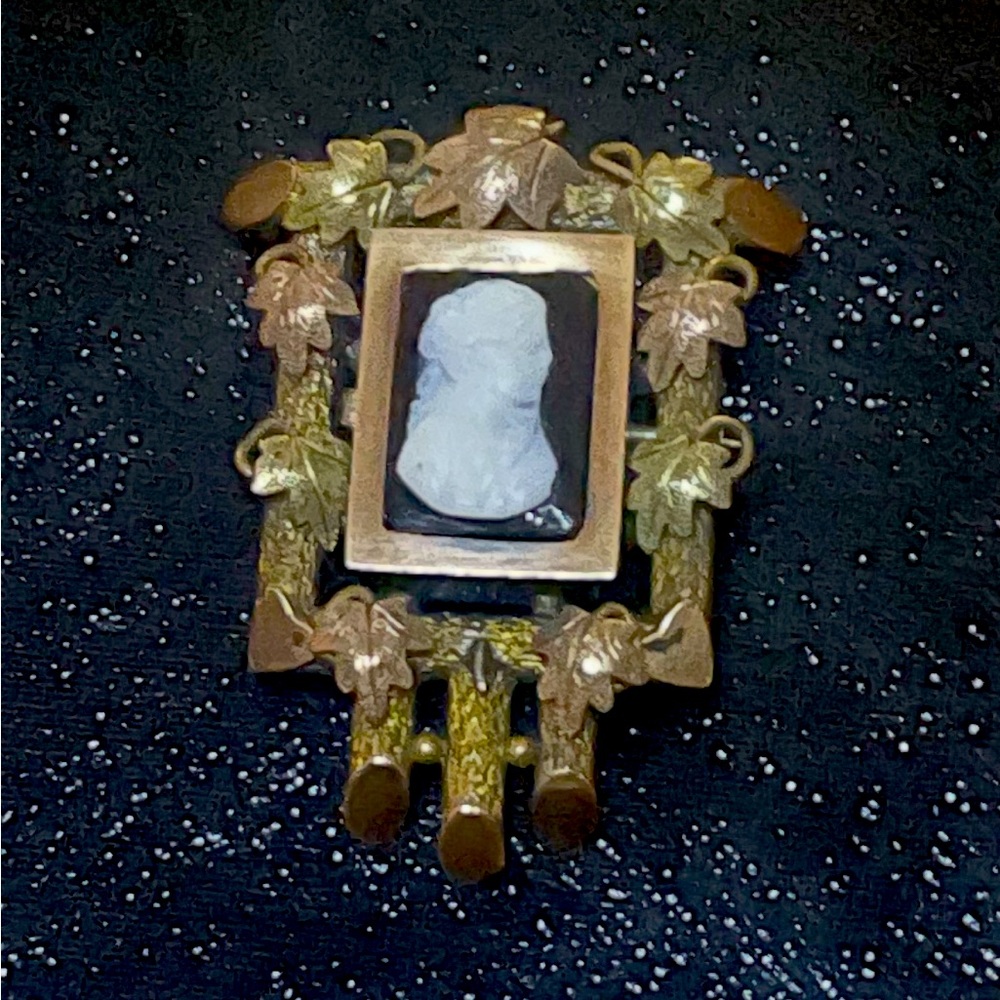 Antique Cameo Victorian Civil War Era 1860’s Rolled Gold Filled Brooch.